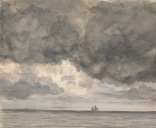 Seascape with Ship and Overhanging Sky